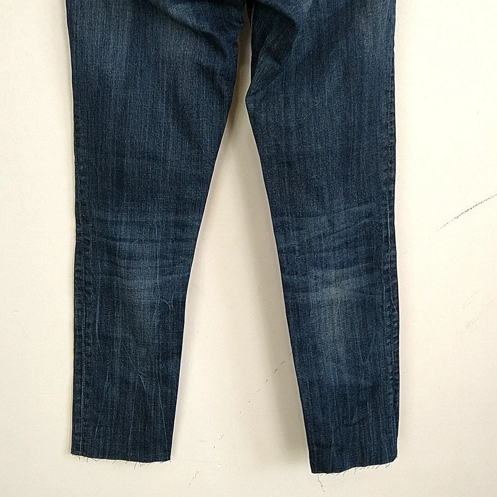 Kut from the Kloth Diana Skinny Jeans Womens 0 Blue Distressed Raw Hem Low Rise